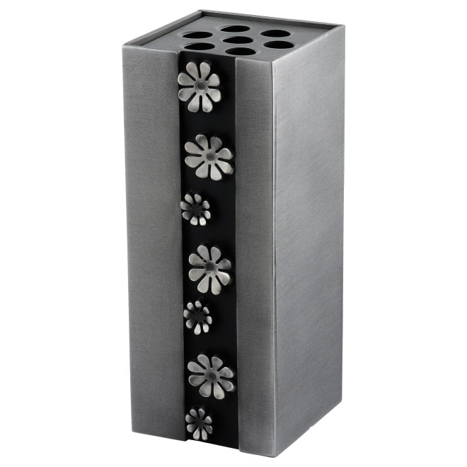Grabvase "2879" aus Aluminium mit Blumenmotiv Grabvase "2879" aus Aluminium mit Blumenmotiv